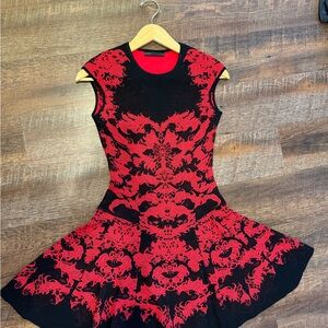 Elegant Red and Black Lace Dress